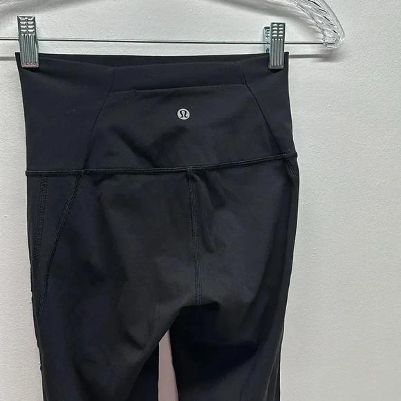Lululemon Wunder Under Hi-Rise Tight Leggings Cut Out Mesh 28" Black Size 4 - Picture 7 of 11